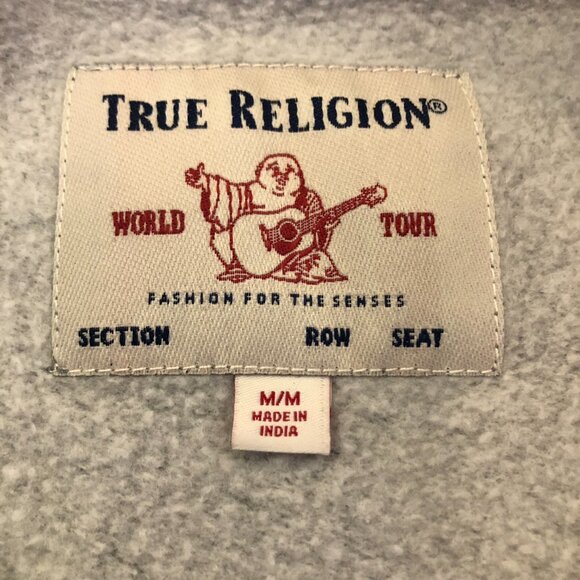 True Religion Cropped Track Jacket Full Zip Fleece Sweatshirt - Picture 7 of 12